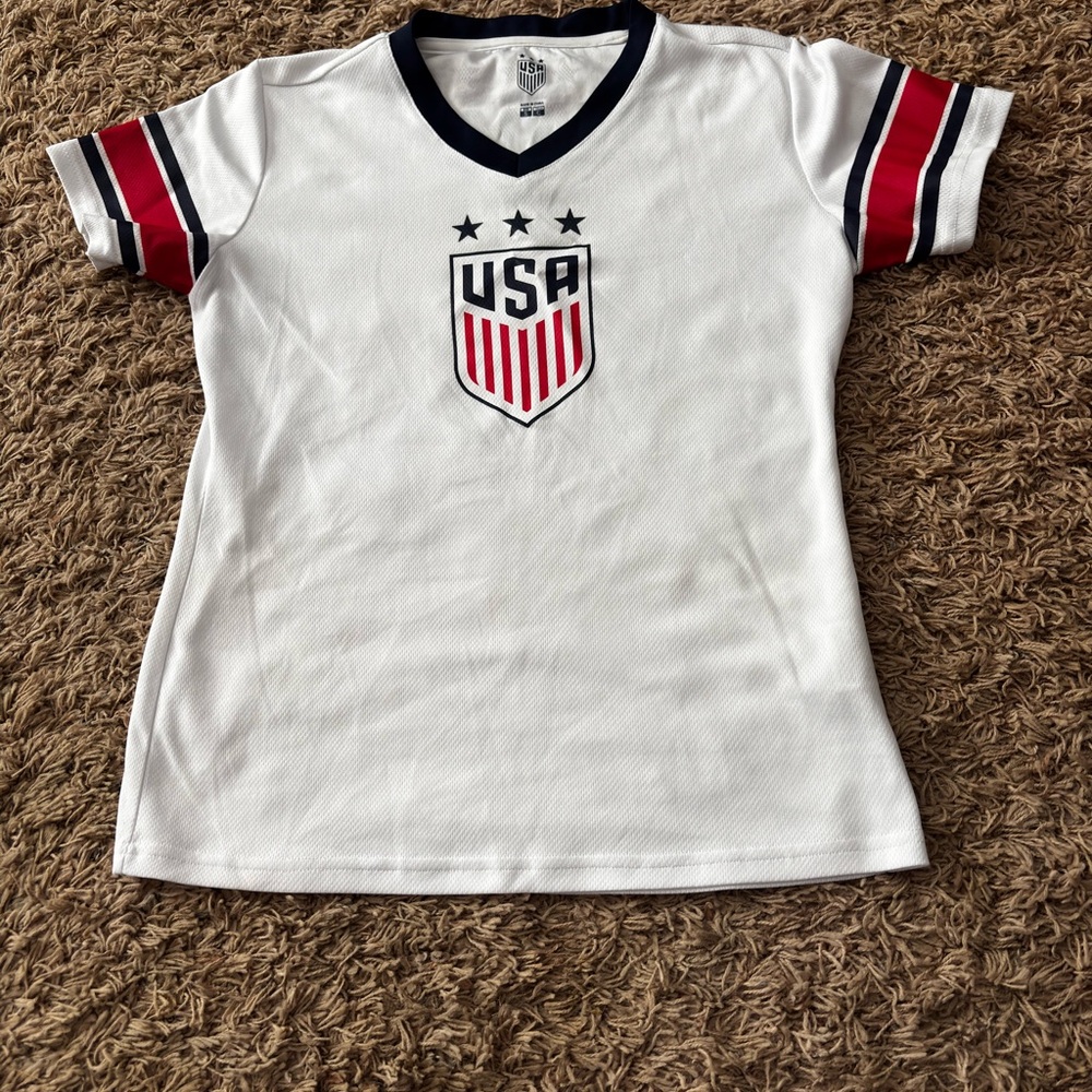 USA womens White and Red Soccer Jersey